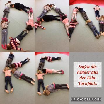 Kindergartenkinder sagen Danke